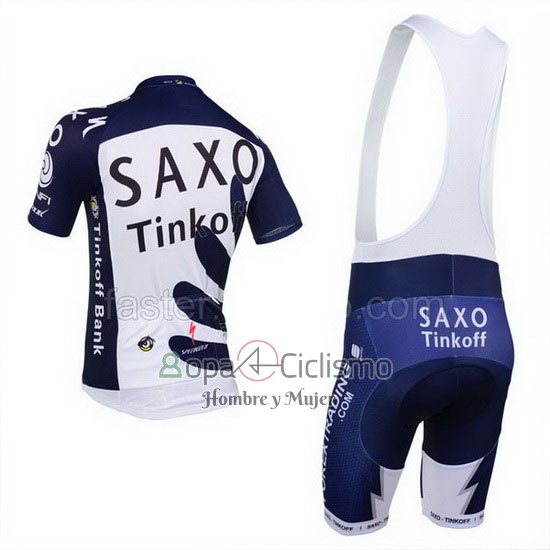 Tinkoff Saxo Bank Ropa Ciclismo Culotte Corto 2013 Mangas Cortas Azul y Blanco